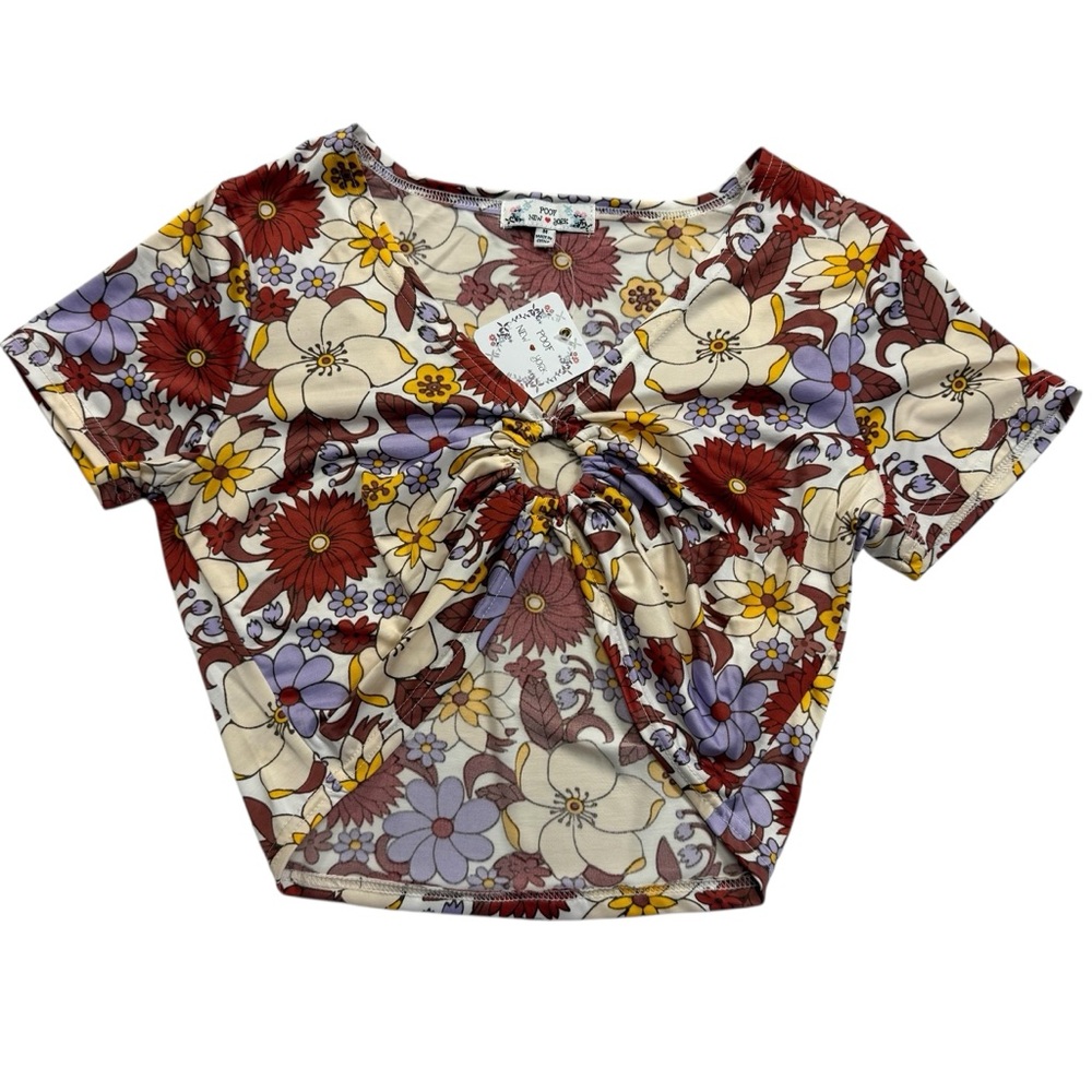 NWT Proof New York Women’s Short Sleeve Top Medium 70s Floral Print